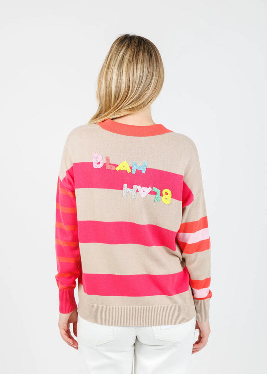 Zaket & Plover Blah Blah Rugby Sweater Top Taupe