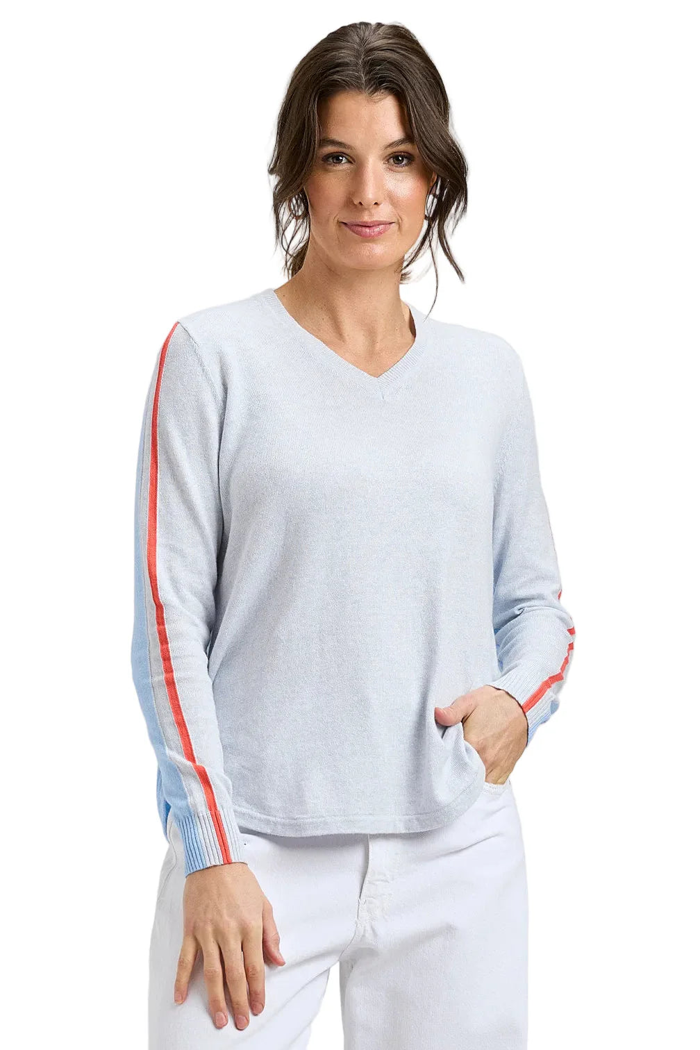 Zaket & Plover Rounded Bottom Vee Sweater - Ice
