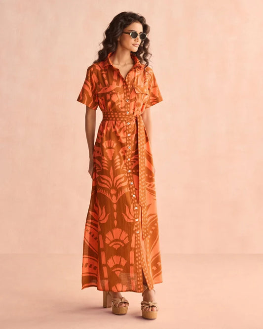 Omika Amira Shirtdress -  Naia Terracotta