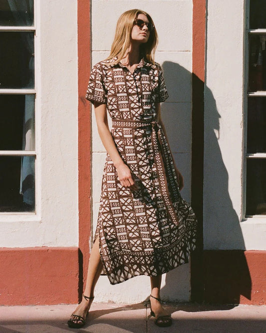 Omika Amira Maxi Shirtdress - Nari Cacao
