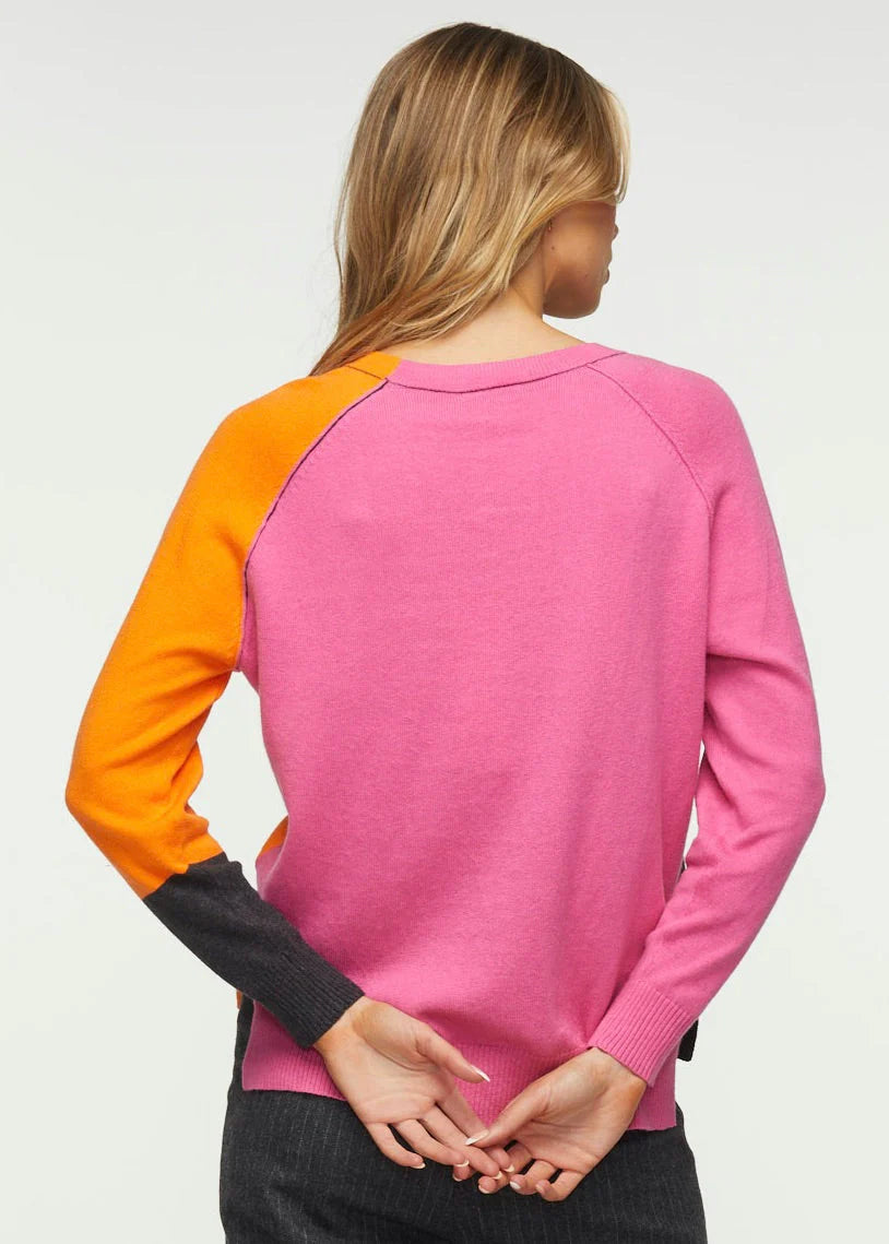 Zaket & Plover Color Block Sleeve Sweater-Charcoal ZP5332U