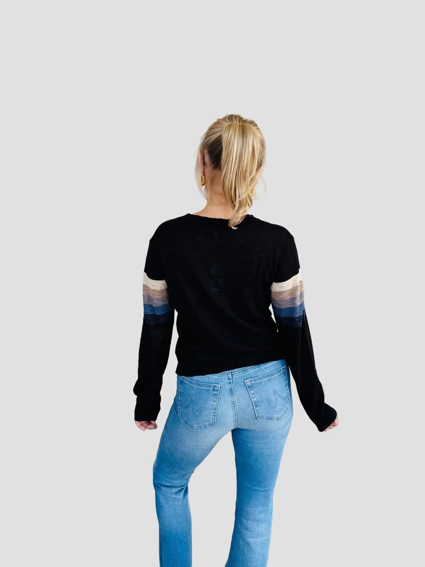 Stitchdrop Finish Line Stripe Sweater - Black