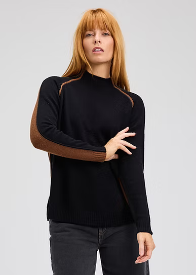 Zaket & Plover Reversible Block Funnel Sweater - Black