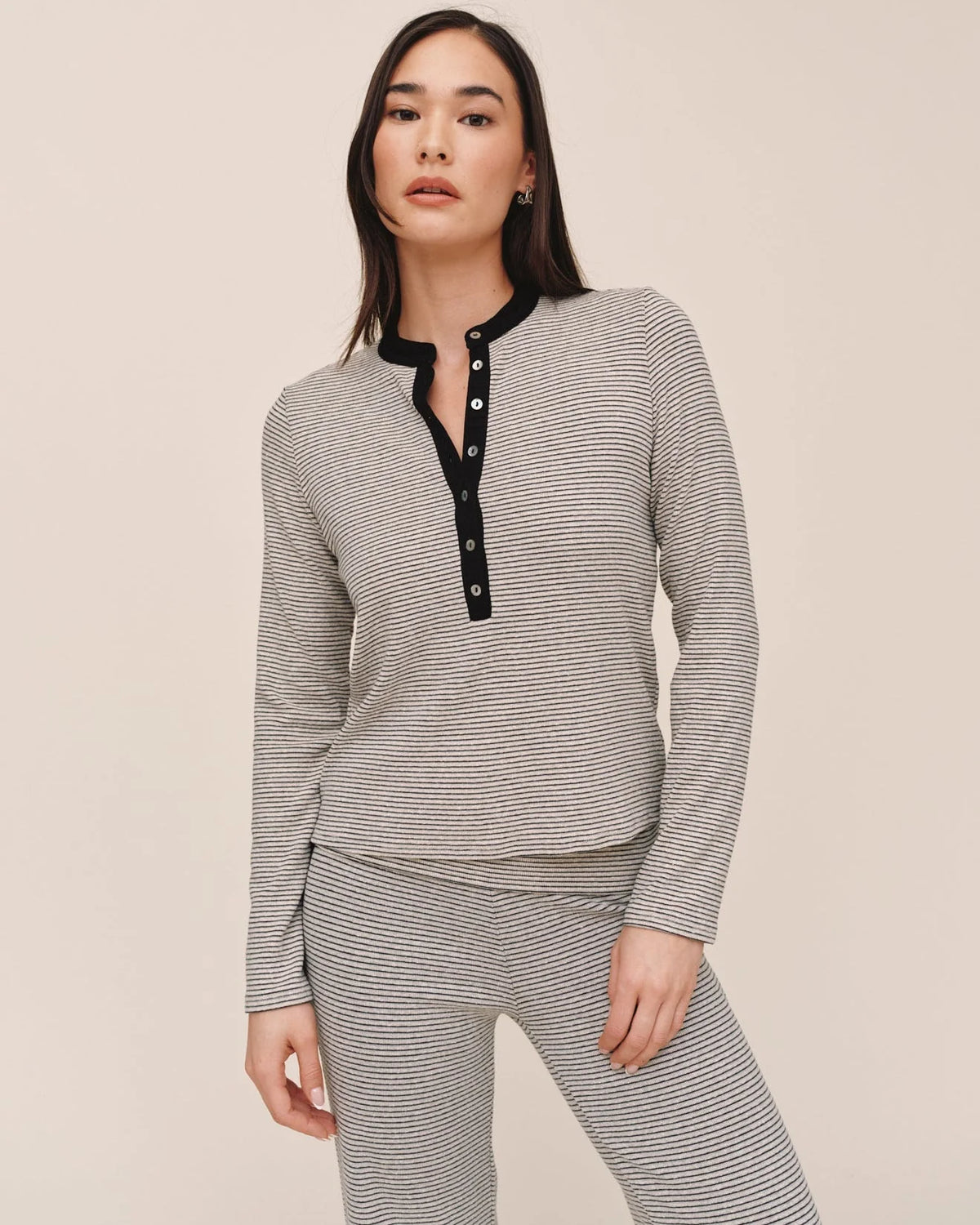 Bella Dahl Contrast Henley | Heathered Stripe