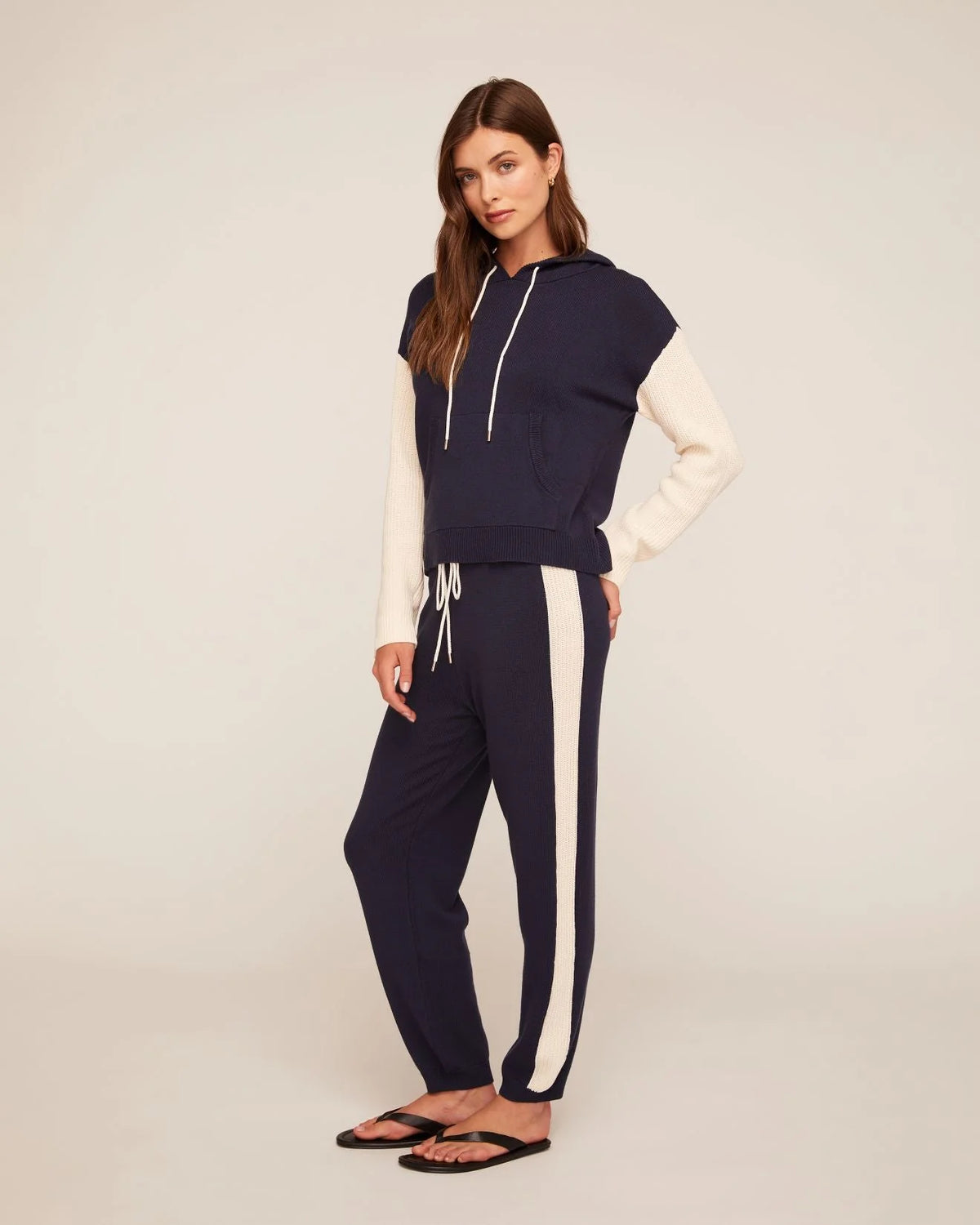 Bella Dahl Contrast Hoodie - Midnight Frost