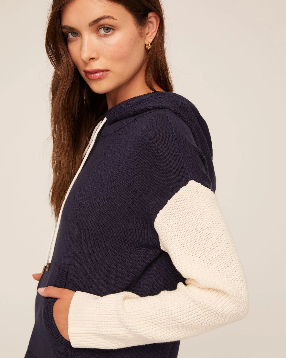 Bella Dahl Contrast Hoodie - Midnight Frost