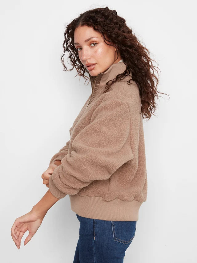 Charlie B Half-Zip Fleece Pullover - Taupe