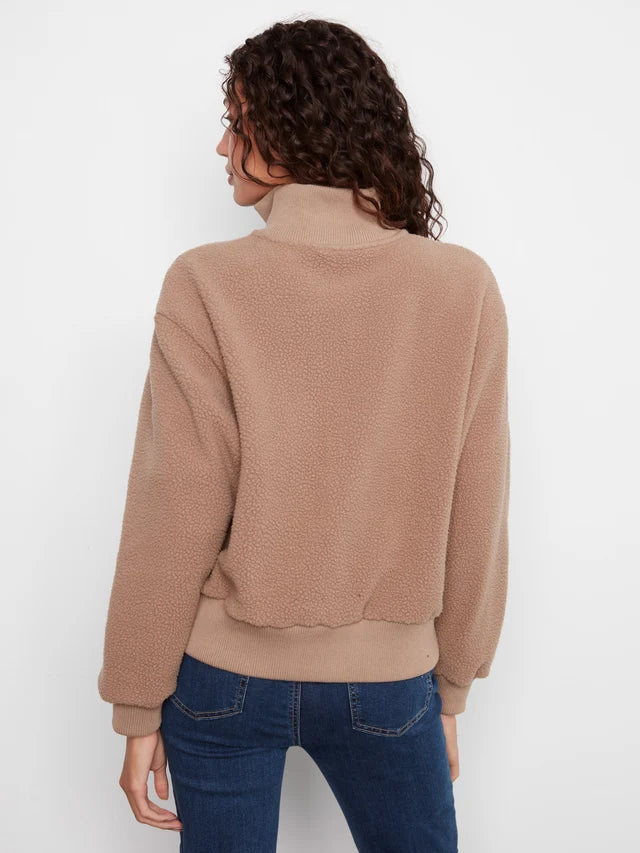 Charlie B Half-Zip Fleece Pullover - Taupe