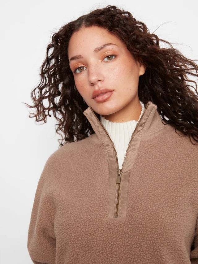 Charlie B Half-Zip Fleece Pullover - Taupe