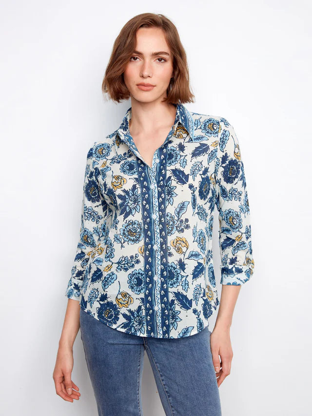 Charlie B Voile Button Up Blouse - Bloselle Blue