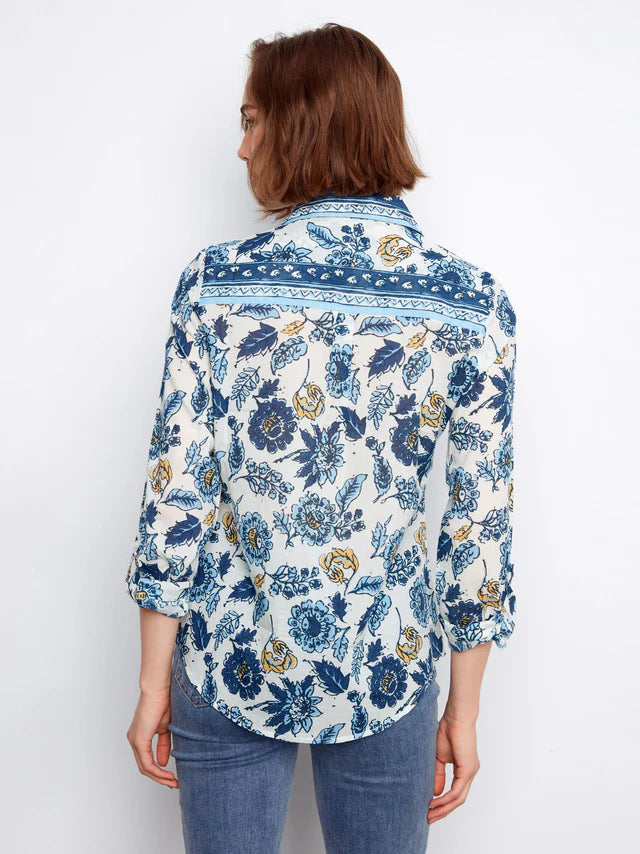 Charlie B Voile Button Up Blouse - Bloselle Blue