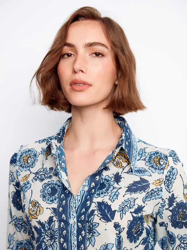 Charlie B Voile Button Up Blouse - Bloselle Blue