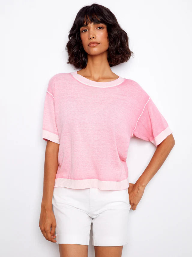 Charlie B S/S Reverse Print Sweater