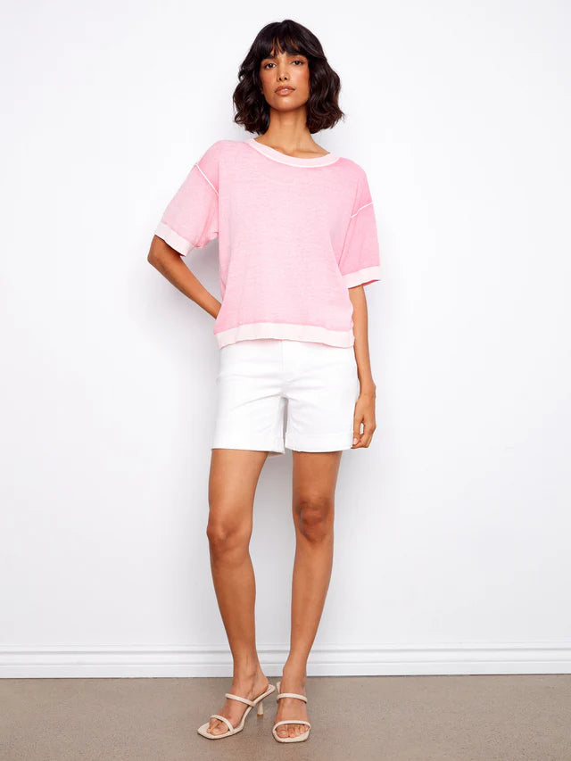 Charlie B S/S Reverse Print Sweater