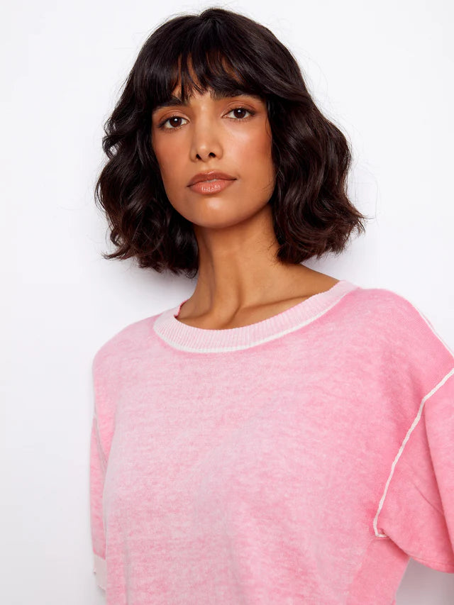 Charlie B S/S Reverse Print Sweater