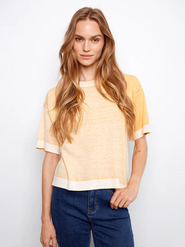 Charlie B S/S Reverse Print Sweater