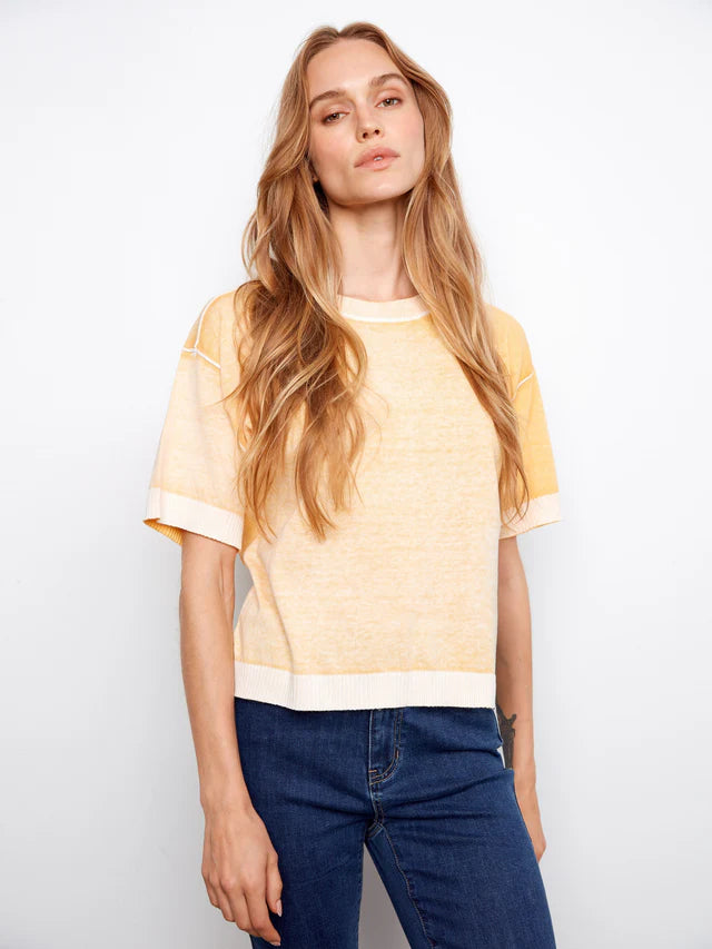 Charlie B S/S Reverse Print Sweater
