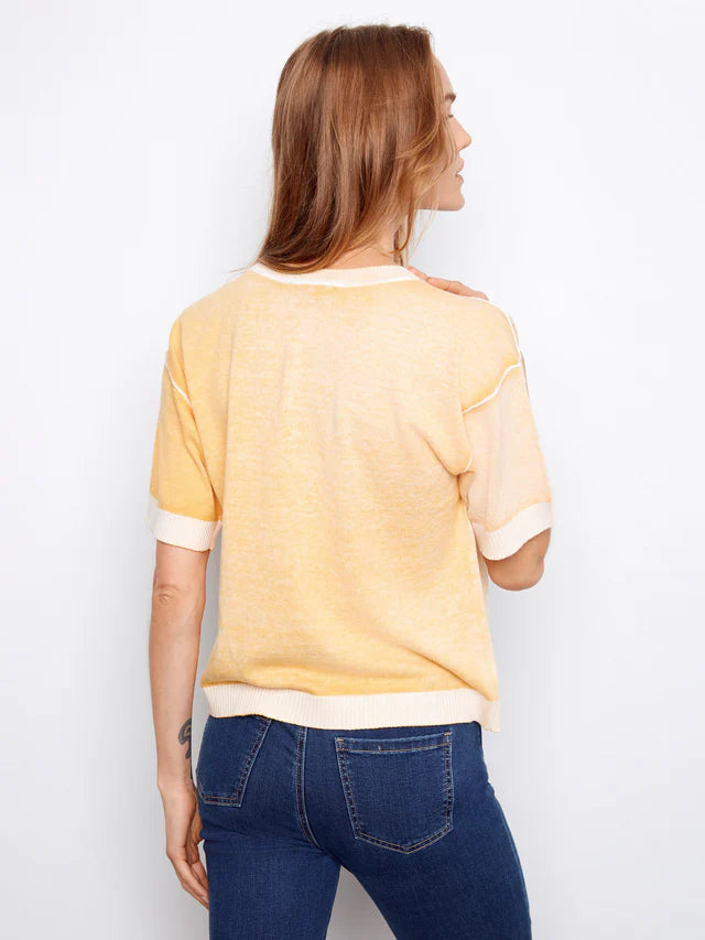Charlie B S/S Reverse Print Sweater