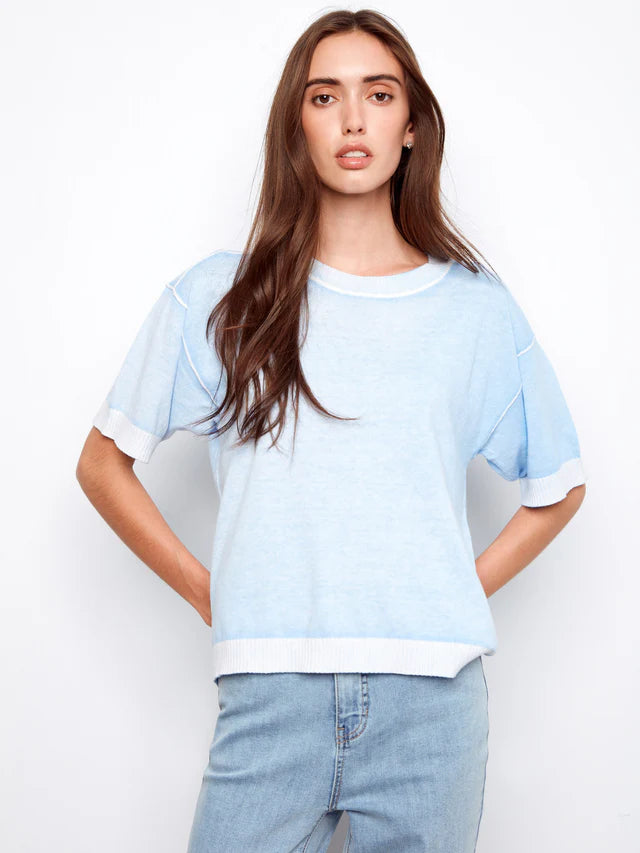 Charlie B S/S Reverse Print Sweater