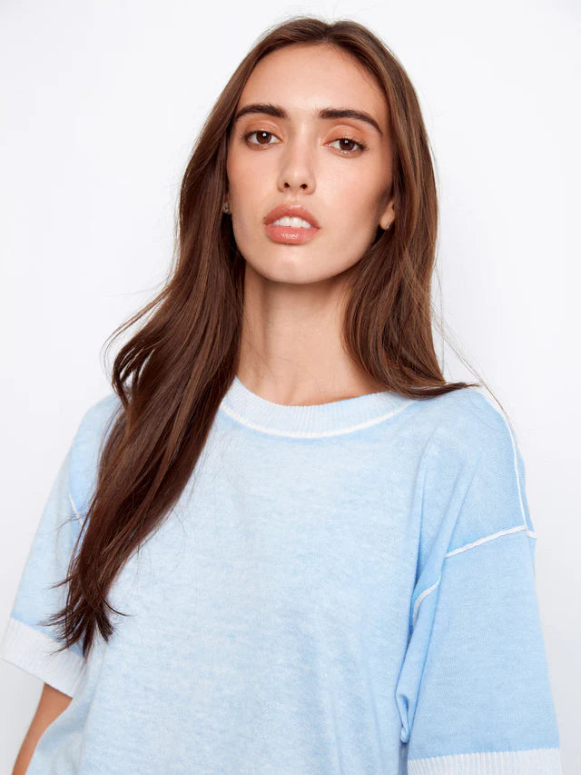 Charlie B S/S Reverse Print Sweater