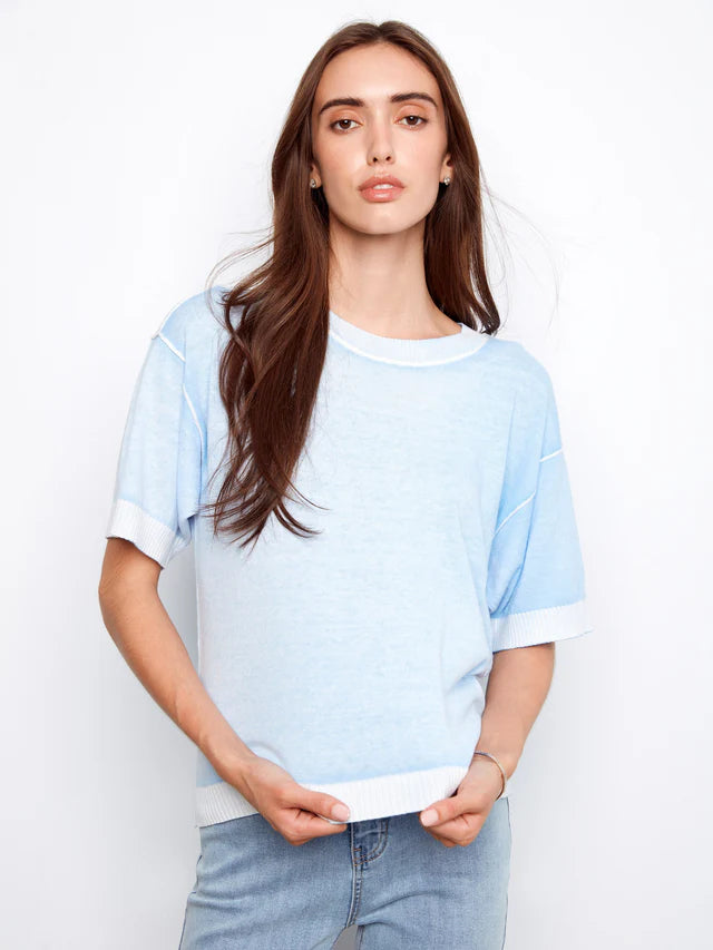 Charlie B S/S Reverse Print Sweater