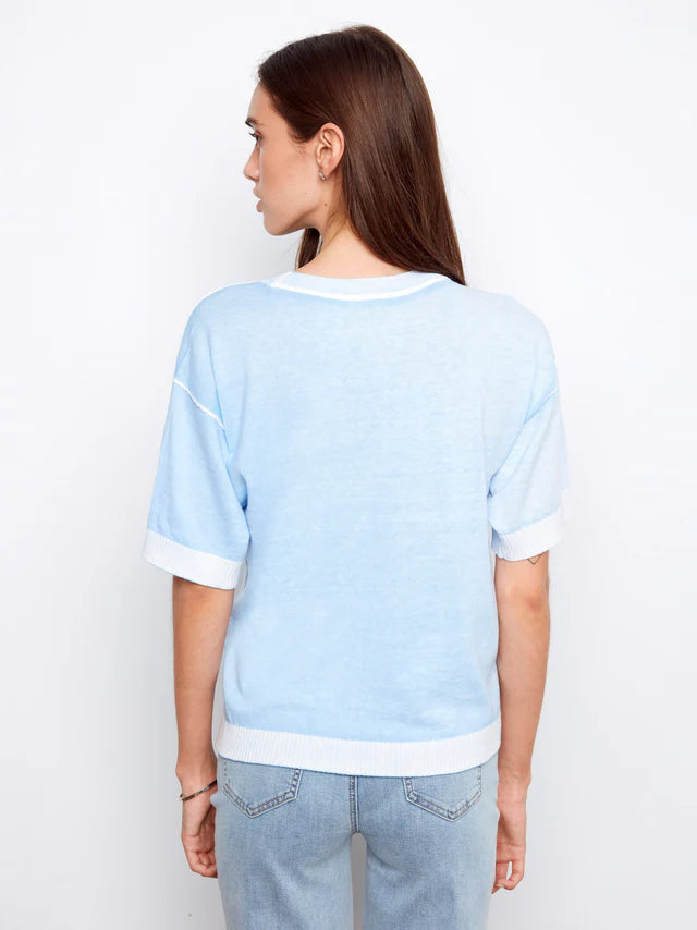 Charlie B S/S Reverse Print Sweater