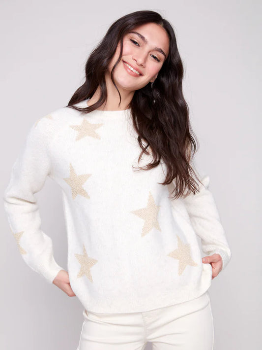 Charlie B Star Jacquard Lurex Sweater - Stars