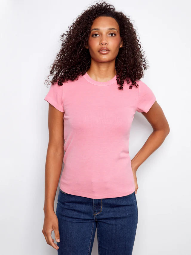 Charlie B Tencel Ribbed Crew Neck T-Shirt