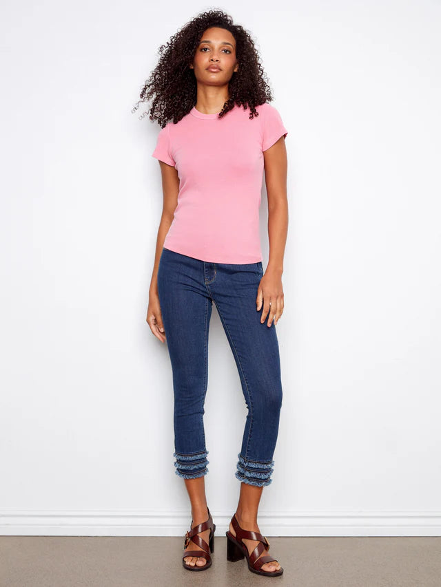 Charlie B Tencel Ribbed Crew Neck T-Shirt