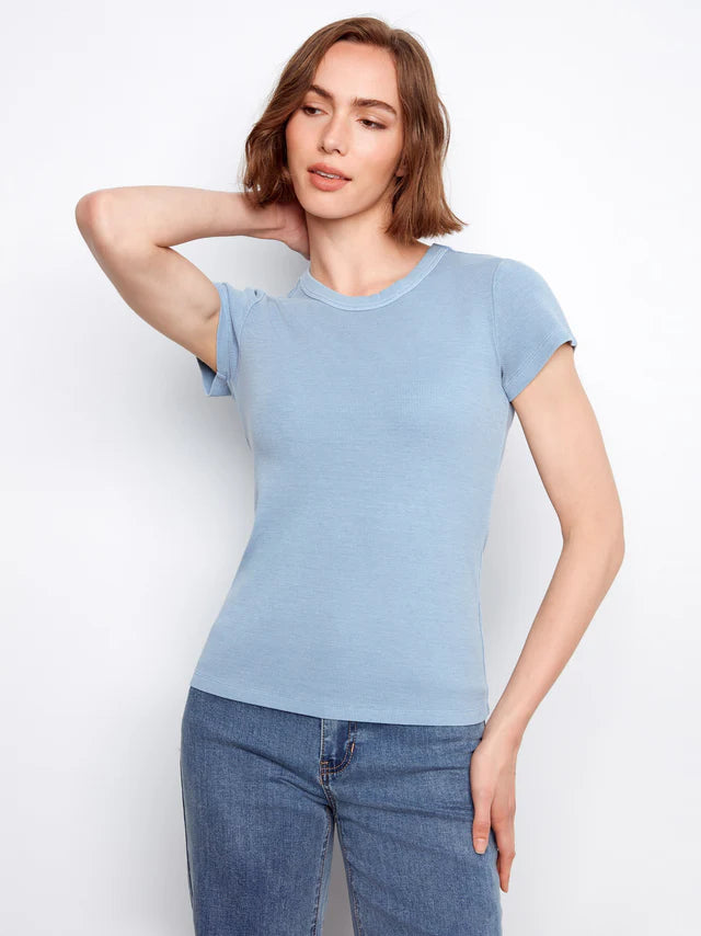 Charlie B Tencel Ribbed Crew Neck T-Shirt