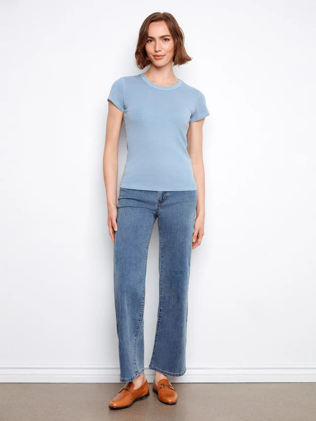 Charlie B Tencel Ribbed Crew Neck T-Shirt