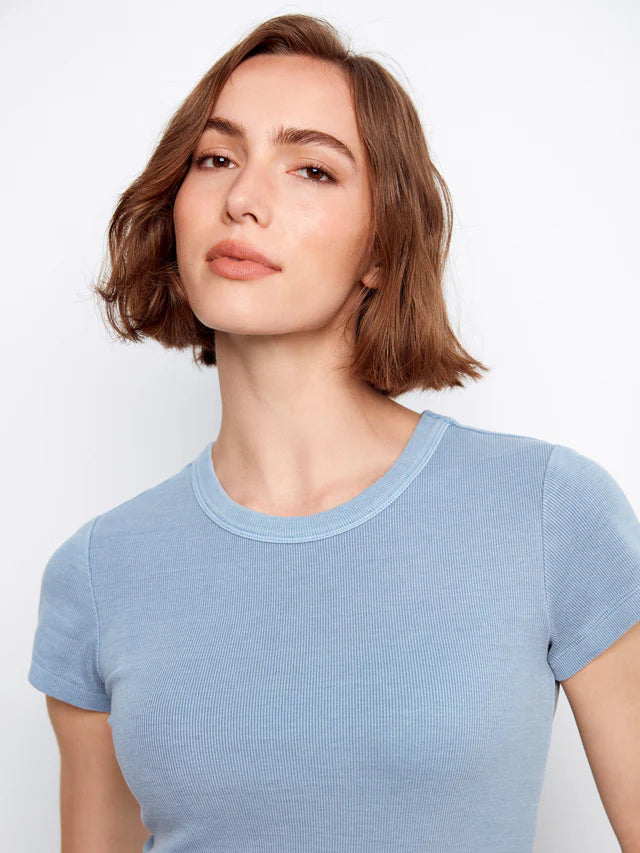 Charlie B Tencel Ribbed Crew Neck T-Shirt