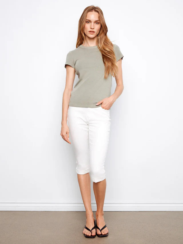 Charlie B Tencel Ribbed Crew Neck T-Shirt