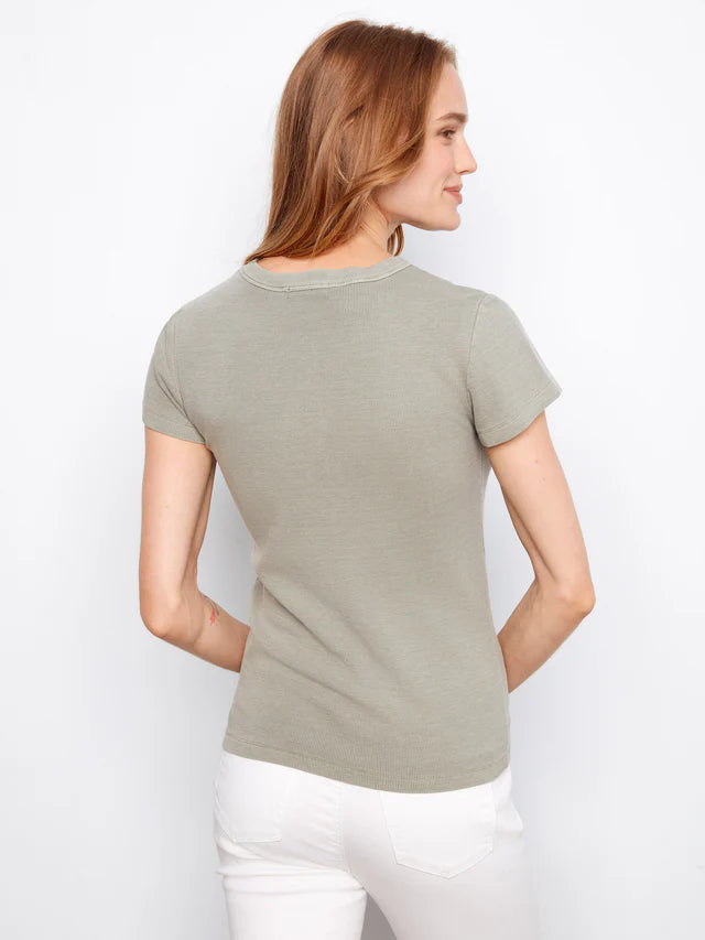 Charlie B Tencel Ribbed Crew Neck T-Shirt