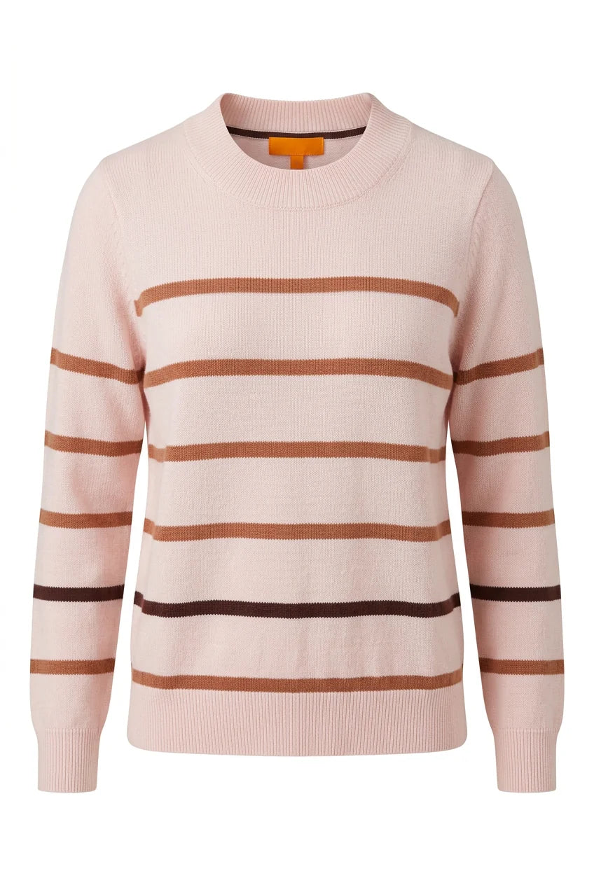 Brodie Easy Stripe Crew Sweater | Rosewater/Mocha