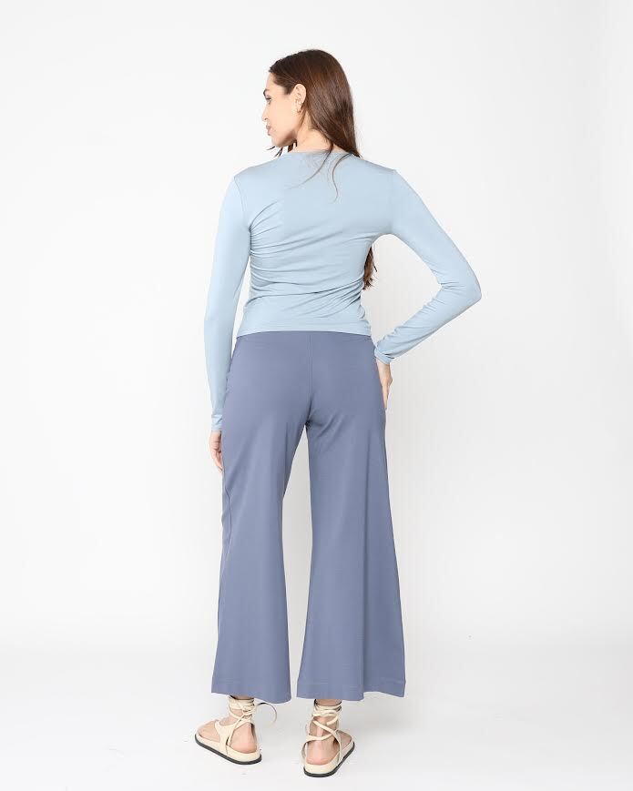 Ripley Rader Ponte Knit Wide Leg Pant Cropped - Sea Blue