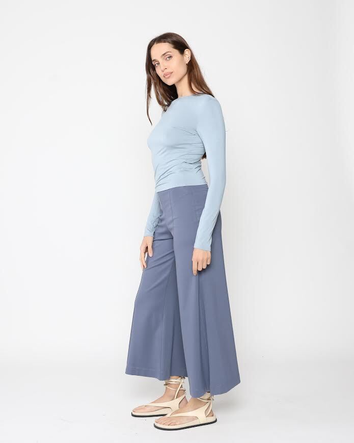Ripley Rader Ponte Knit Wide Leg Pant Cropped - Sea Blue