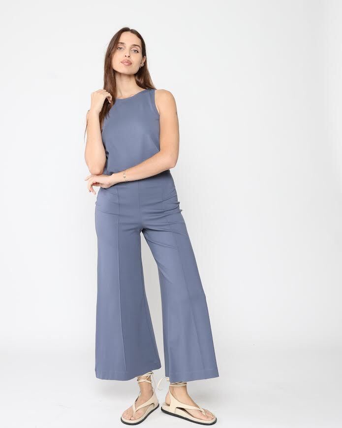 Ripley Rader Ponte Knit Wide Leg Pant Cropped - Sea Blue