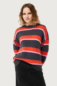 Compania Fantastica Striped Knit Sweater Grey/Orange