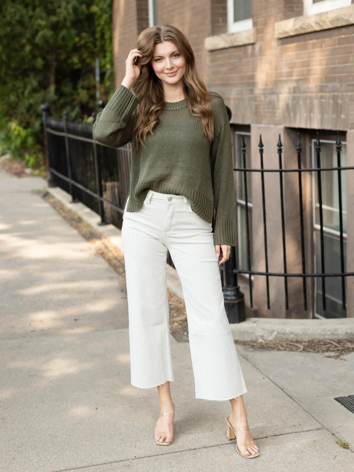 Elan Crew Neck Sweater | Light Olive