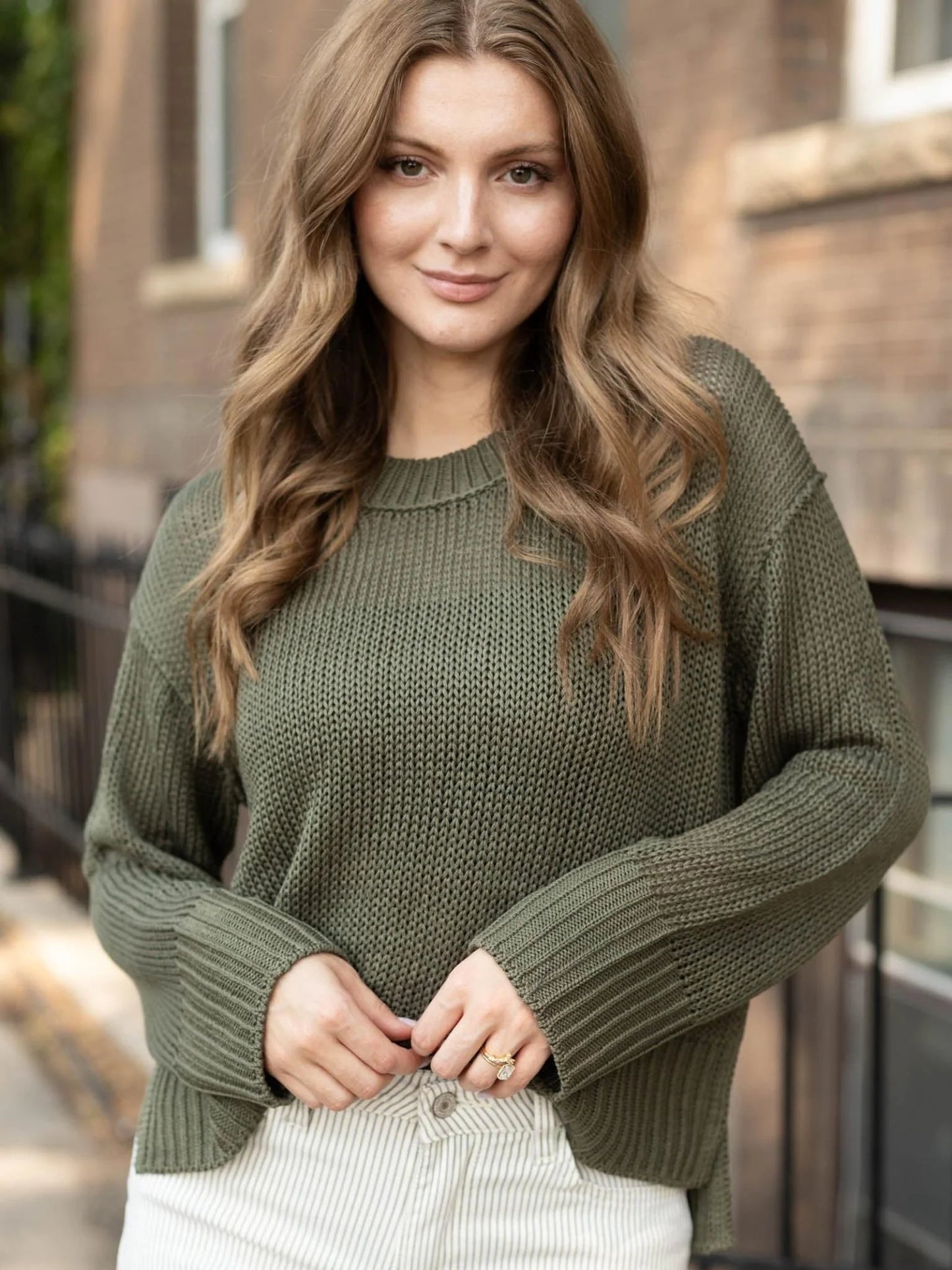 Elan Crew Neck Sweater | Light Olive