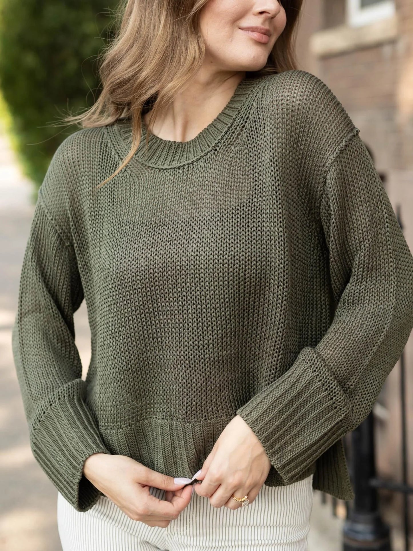 Elan Crew Neck Sweater | Light Olive