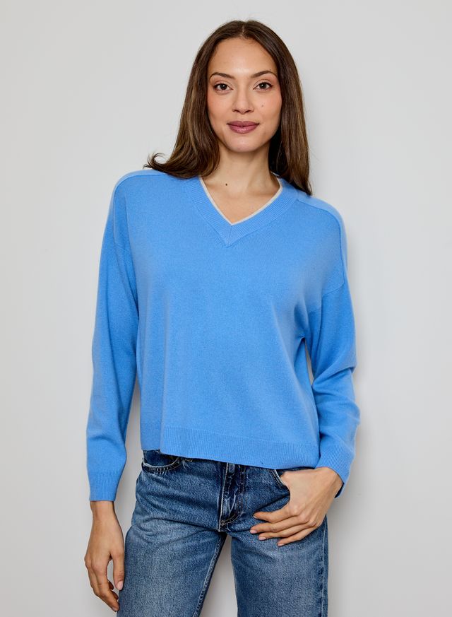 Design History V Neck Sweater | Cornflower/Griffin