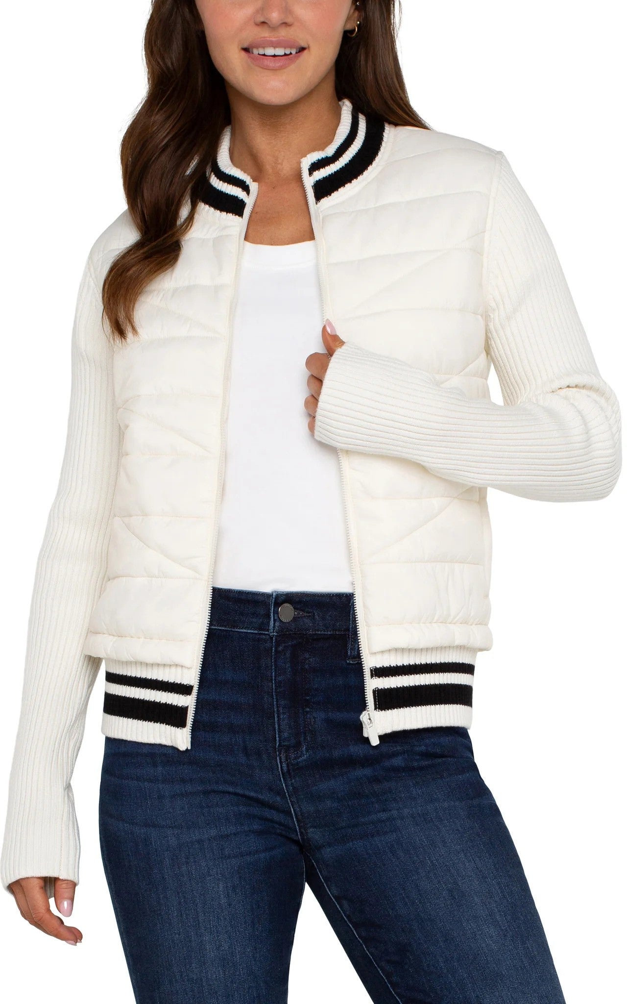 Liverpool Quilted Ringer Jacket - Porcelain