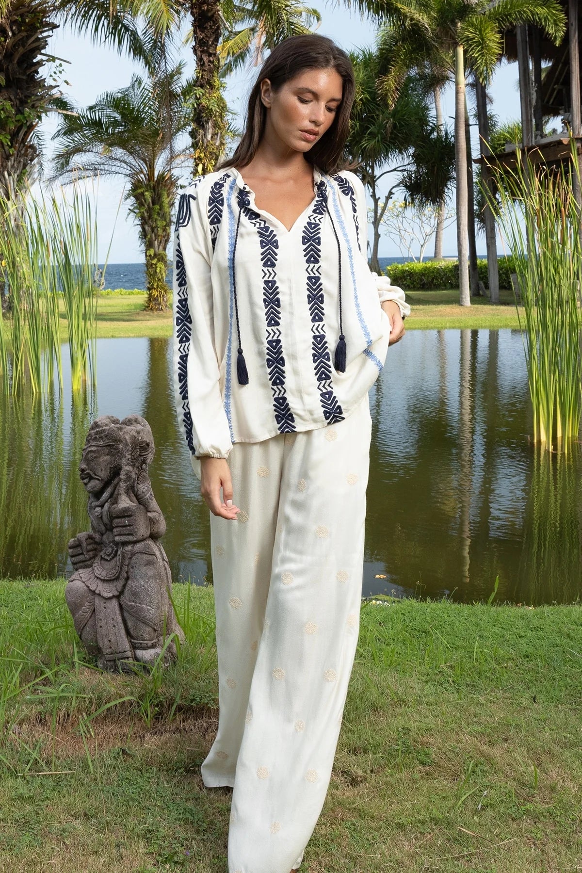 Miss June Blouse Flore Ecru