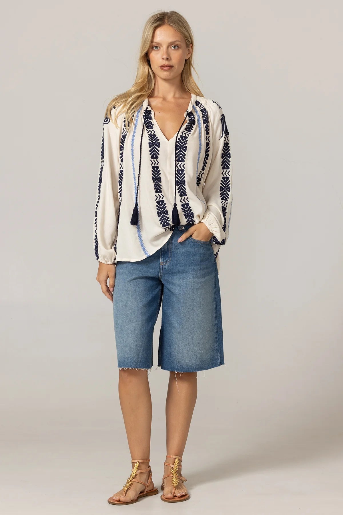 Miss June Blouse Flore Ecru