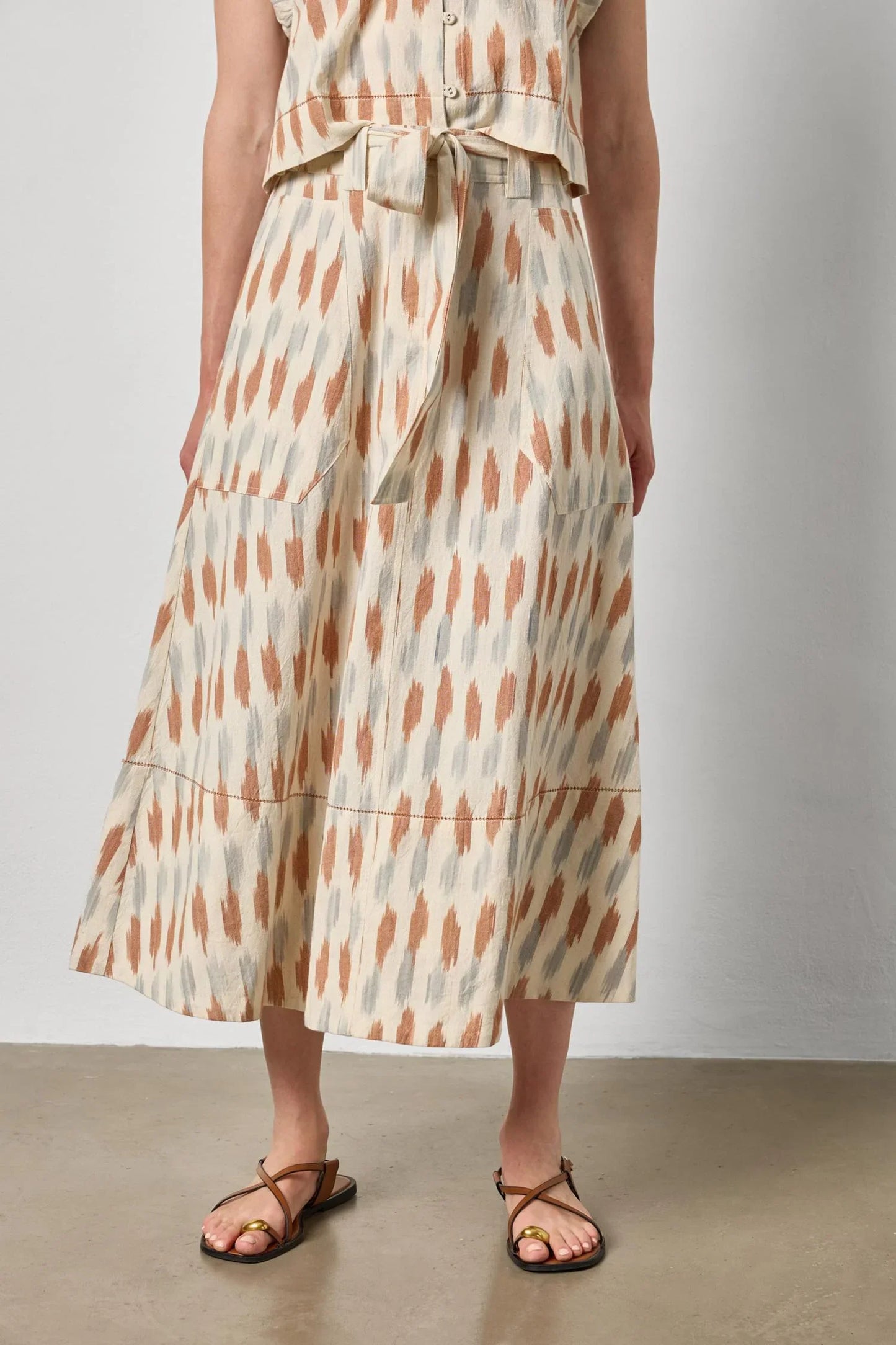 Lilla P Ikat Long Skirt Carob Ikat