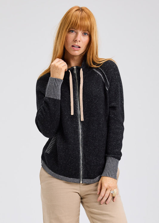 Zaket & Plover Two Tone Zip Up Hoodie - Black