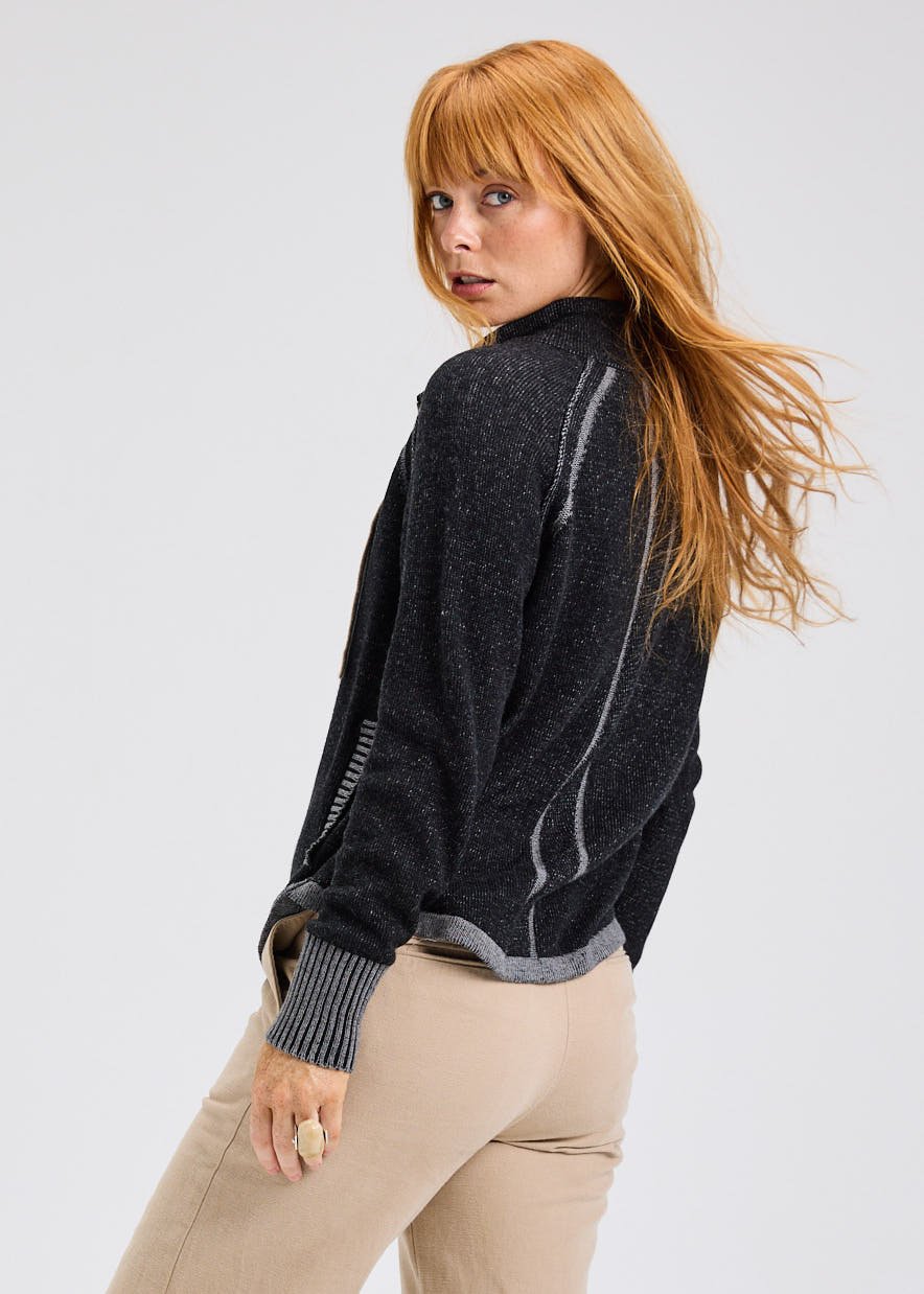 Zaket & Plover Two Tone Zip Up Hoodie - Black