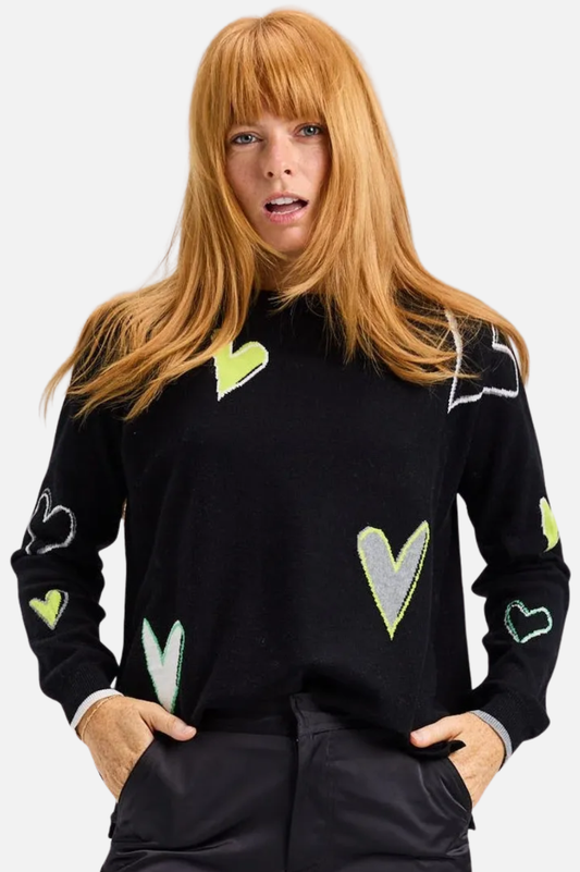 Zaket & Plover Intarsia Hearts Sweater - Black